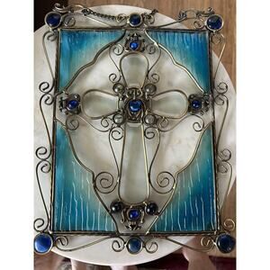 Gothic Cross Stained Glass Hanging 11x14